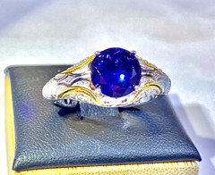 Vintage Sterling Silver Gold Plated Vanna K White & Blue CZ Ring Size 10