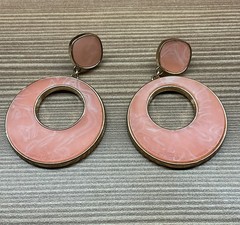 SUGARFIX By BaubleBar Earrings Dangle Gold Plated Coral Drop Circle Enameled