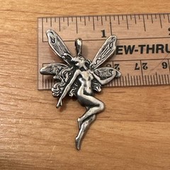 Beautiful Art Nouveau Sterling Silver Fairy Nymph Vintage Pendant