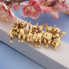 Vintage Edgar Berebi All In A Row Angel Child Gold Tone Pin Brooch