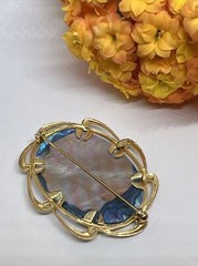 Signed JJJ 1/20 12k Gold Filled GF Oval MOP 2” Pin Brooch 7075