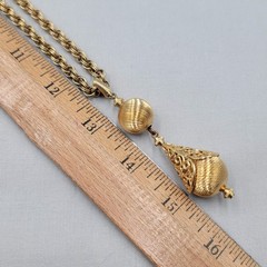 Vintage Monet Filigree Pendant Necklace Brushed Gold Plated Rope Chain 26″