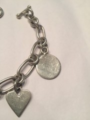 Sterling Silver Charm Bracelet 33.6 Grams 4 Charms No Monograms 7” 925marked