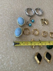 Costume Jewelry Vintage Clip On Earrings Stones Gold & Silver Tone 14 Pairs