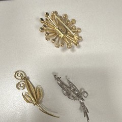 3-Piece Mixed Lot Women’s Brooch Pin Set Multicolor Metal Rhinestone