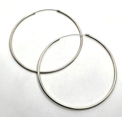 Extra large thin vintage sterling silver 1 and 7/8ths” inch threaded hoop earrin