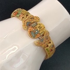 Persian Storyteller Bracelet Hand Painted Panels People Birds Unique Design Rare
