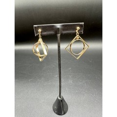 Vintage Avon Mobile Geometry Gold Tone Kinetic Dangle Earrings Surgical Steel