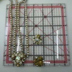1950s Vintage Faux Pearl RHINESTONE Gold Filigree Bridal Set Earrings & Necklace