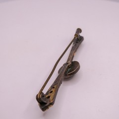 Vintage French Silver Toned Bar Brooch Pin Black Rhinestone Trombone Clasp