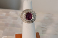 Vintage Asian Sterling Silver Genuine Gemstone Dragon Ring-Size 7.75