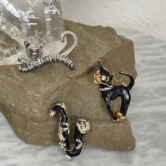 Vtg RHINESTONE CAT BROOCH LOT Gold Tone Saxophone Music MID CENTURY MODERN MCM