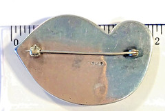 Sterling Silver + Teak 2″ ‘Bird’ Mid-Century Pin, Secure Rollover Clasp-Stunner!