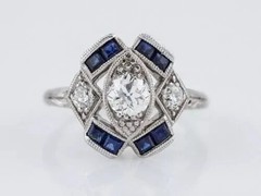Art Deco Style Lab Created Diamond 14K White Gold FN Engagement Ring
