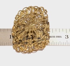 Antique Victorian Brass Sash Slide Buckle Art Nouveau Filigree Gilt Brass