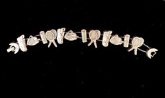 Vintage Tennis Racks & Shoes Slide Charm Bracelet Silver Tone 7 1/2 Inches Long