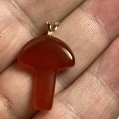 Pendant Mushroom Red Carnelian 14k Gold Vintage Unused