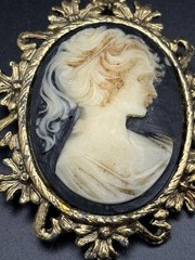 Vintage Cameo Brooch Pin Pendant Lot Of 6 One Carve Shell Lady In Profile