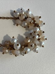 Vintage Faux Pearl & Bead Cluster Necklace Adjustable 16-18”