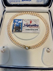 Sri Jagdamba Pink Pearl Necklace and earrings -16/ 17 Inches – New in Box