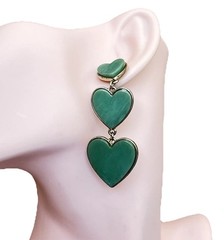 Sugarfix by BaubleBar Heart Drop Earrings Women Green Enamel Gold Tone Dangle