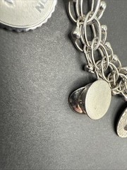 VINTAGE STERLING SILVER CHARM BRACELET Champagne Hat Barrel Grad 32 G 7” J13