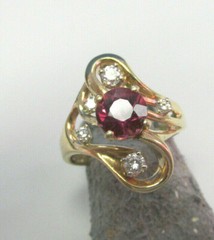 Beautiful Pink Tourmaline and Diamond Ring 14k Gold Size 7.5 MAKE OFFER