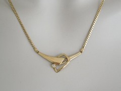 Necklace Collier Double Gold Tone Gold Plated Clear Stone 5.8 G/Approx. 49 Cm