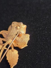 Charel Vintage Gold Tone Rose Brooch 3.75 Inches Long (C-5)