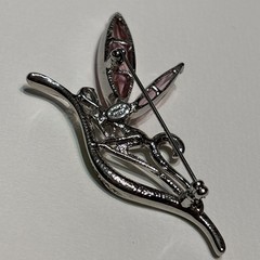 Kirks Folly Fairy Brooch Pink Wings Rhinestone Sparkly NIB