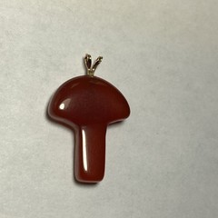 Pendant Mushroom Red Carnelian 14k Gold Vintage Unused