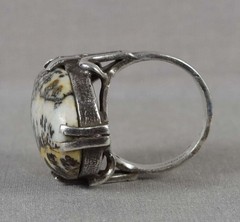 Vintage sterling silver RING Native American R&H landscape jasper Size 7
