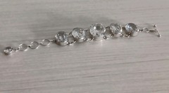 Sterling Silver Large Faceted Clear Crystal Round Link Bracelet Heavy 6 3/4″-8″