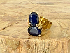 Sterling w/Gold Rhodium Plating 5.7mm Oval Sapphire .65ct Stud Earrings–2691.25