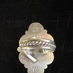 Native White Buffalo Ring 925 Sterling Silver Signed Oval shaped Size 10