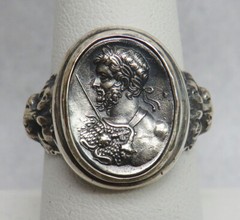 VINTAGE SILVER ROMAN GENERAL & EMPEROR SEPTIMUS SEVERUS CAMEO RING SIZE 8