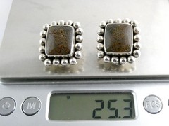 Stephen Dweck Sterling Silver Dinosaur Bone Clip on Earrings 25.3g .75 In AS IS