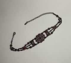 VOLM Victorian Style Choker Necklace VCLM Red Rhinestones In Lovely Detail