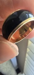 Vintage 80’s NOS 18kGold Electroplated Black Enamel Band Ring Size 6