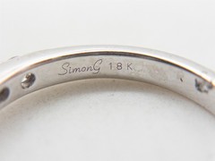 Simon G $6000 1.50ct Natural Padparadscha Sapphire Diamond 18k White Gold Ring