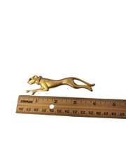 Vintage Signed Jackie Collins Leaping Panther Gold Tone Rhinestone Brooch Pin