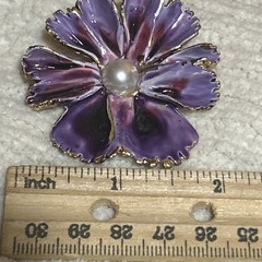Vintage VANS AUTHENTICS Brooch Pin Pendant Purple Flower #3721 RARE