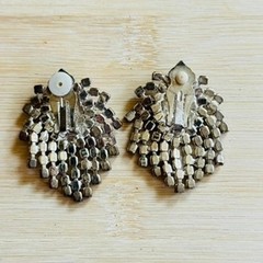 Sparkly Glam Earrings VTG Clip Crystal Austrian Rhinestone Dangle Waterfall 60s