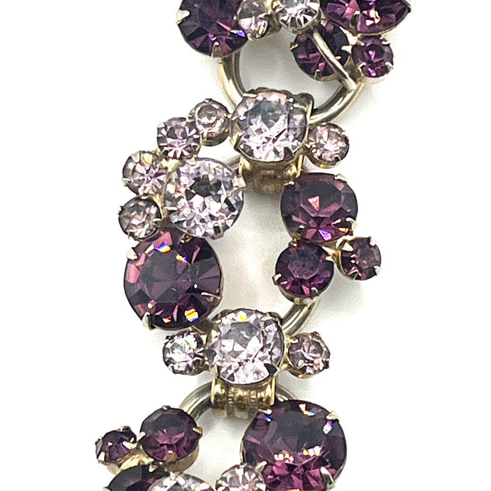 Juliana D&E Bracelet Size 6 Purple Chaton Clusters 5 Link Vintage Verified #6522