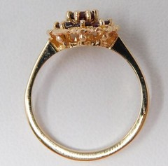 Mid-Century 14 kt Rose Gold Almandite Garnet Floral Motif Ring Sz 5.75+ B4931