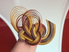 Vintage Wicker Wood Woven Abstract Knot Swirl SCARF Slide CLIP Red Brown