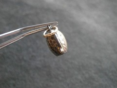 Honeycomb Cow Bell Nice Tinkle Vintage Pale Goldtone Bracelet Charm Pendant 1.2g