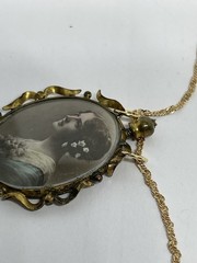 Edwardian Upcycled Double Sided Beautiful Ladies Momento Mori RG Photo Locket