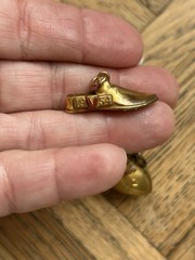 x2 Vintage 1954 Football Champions Coach Charm + Champion Cleat Shoe Gold Filled