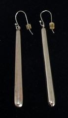 Vintage ATI 925 Mexico Sterling Silver Modernist Long Bar Drop Dangle Earrings
